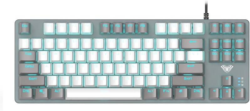Aula F3287 Mavi Işıklı Kablolu Mekanik İngilizce Q TKL Gaming Oyuncu Klavyesi