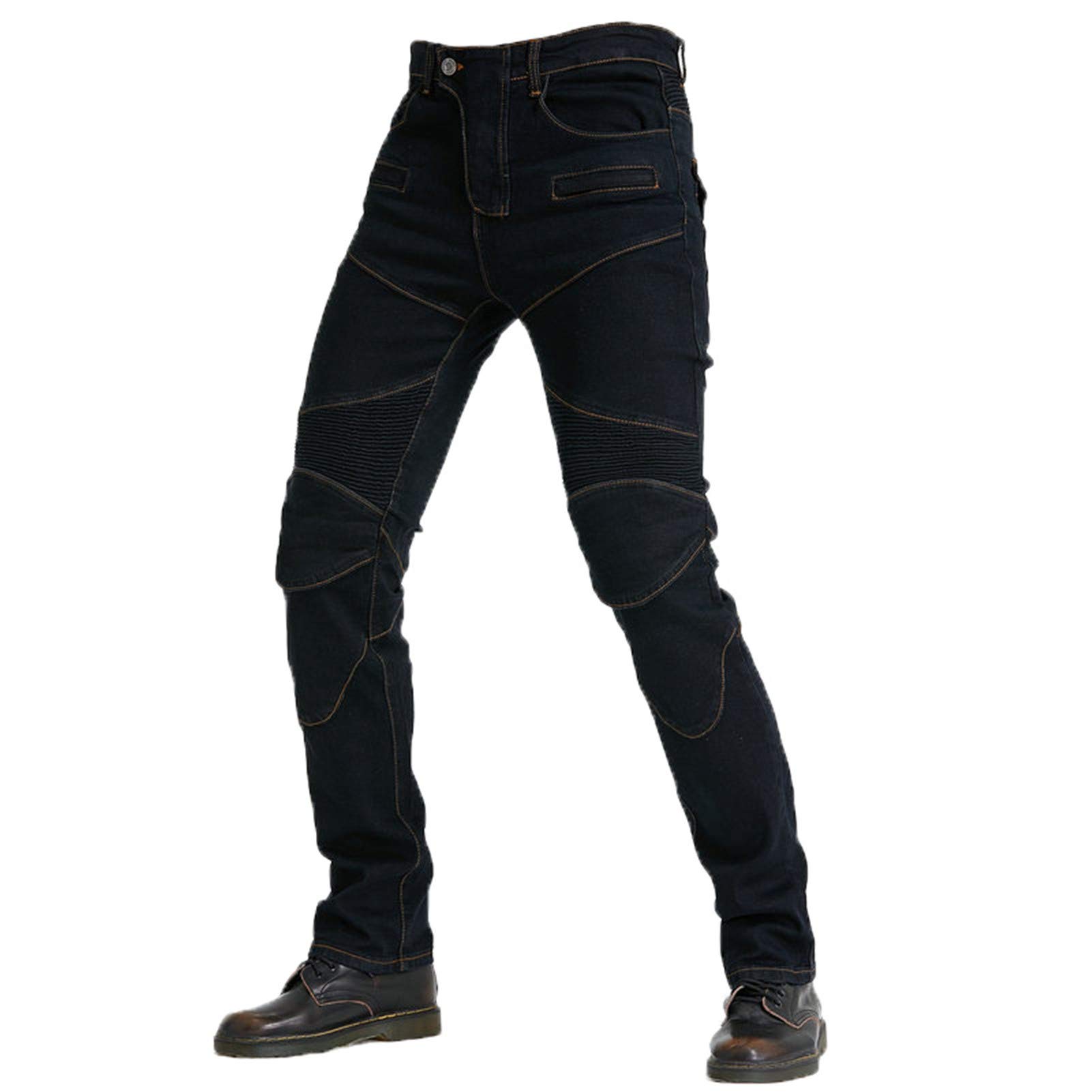 BEDSETS Pantaloni Moto da Uomo, Pantaloni Jeans Denim Pantaloni Motocross, Con 2 Paia Di Jeans Imbottiti Protettivi, Con Fodera Protettiva (Black,L)
