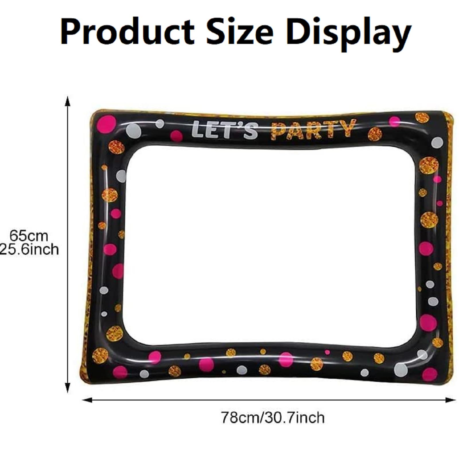 POPOTYU Décorations 60e Anniversaire Cadre Selfie Gonflable Noir Et Doré Accessoires Photomaton Pour Homme Et Femme