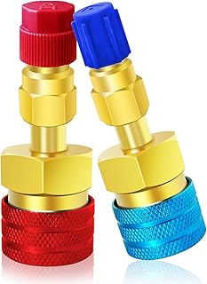 Boltigen R1234yf Quick Couplers Kit-R1234yf to R134a Conversion Kit,High/Low Side R1234yf Adapters & AC Hose Fitting Connectors,for R1234yf Car AC System Evacuation Recharging (Blue and Red)