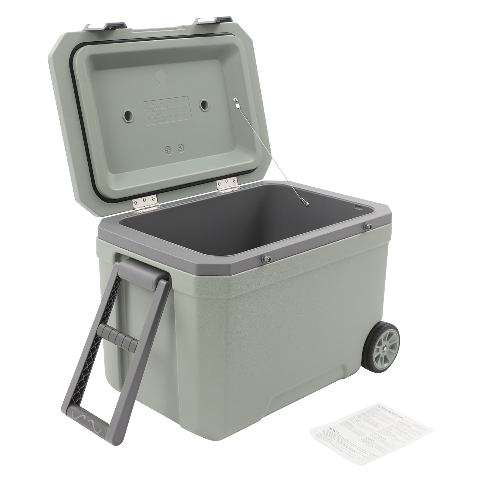 45L nevera grande con ruedas portátil Pasivo Nevera sin electricidad | Carro refrigerador con orificio de drenaje y asas, caja térmica retro para pesca, camping, picnic