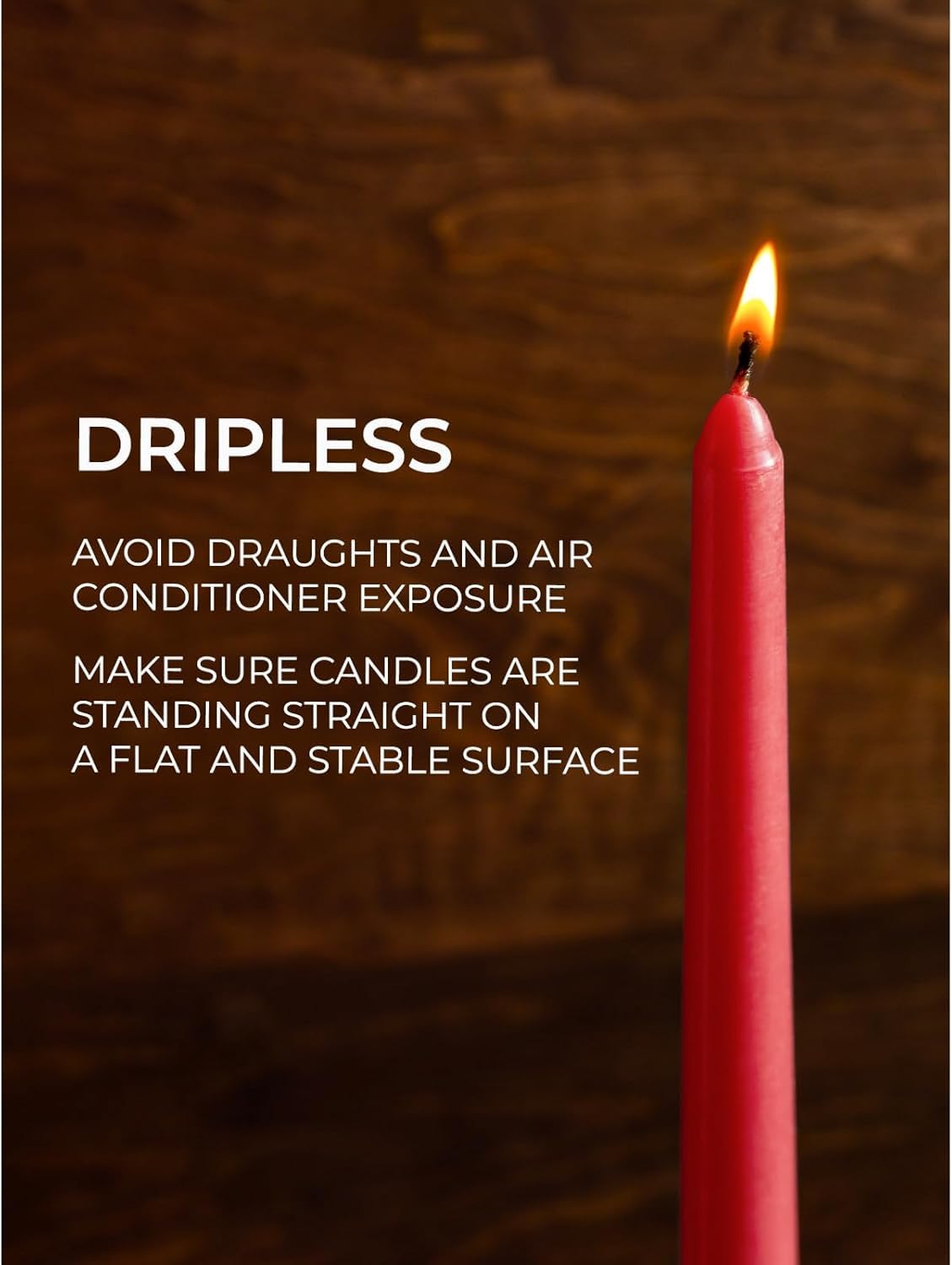 Red Taper Candles - Set of 4 Long Burning -4