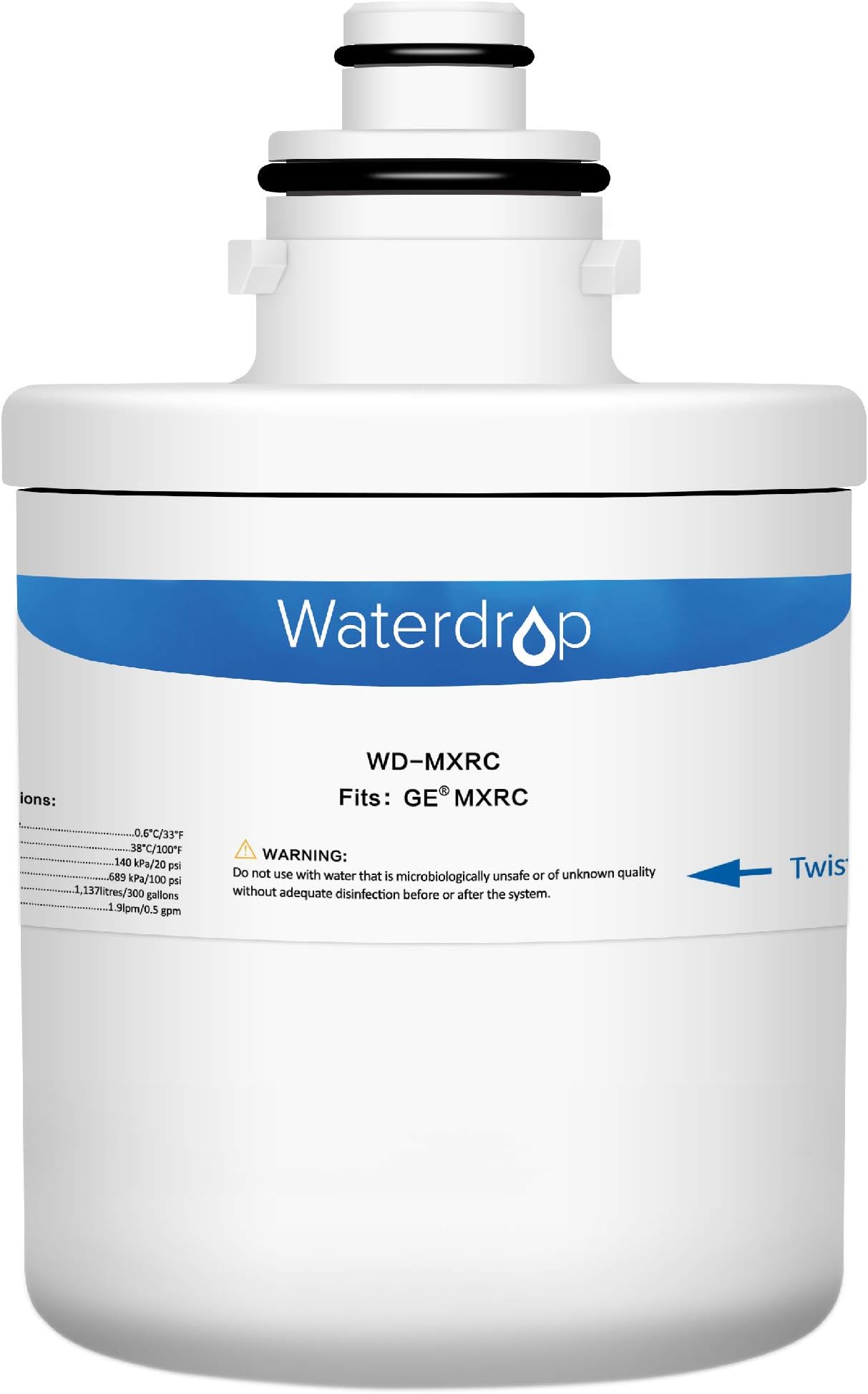 WaterdropMXRC Replacement for GE® MXRC, FXRC, FXRT, HXRC, 9905, 46-9905 & 1E1013 Refrigerator Water Filter, 1 Pack