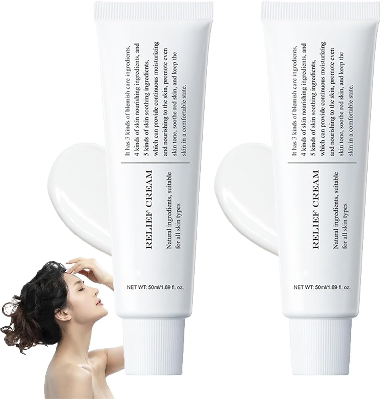 2 PCS 345 Relief Cream, Face Moisturizer,Moisturizing Barrier Cream, Intensive Repair Cream Soothing Moisturizer Cream Lasting Hydration Facial Moisturizer Hydration Blemish Relief Care for Face