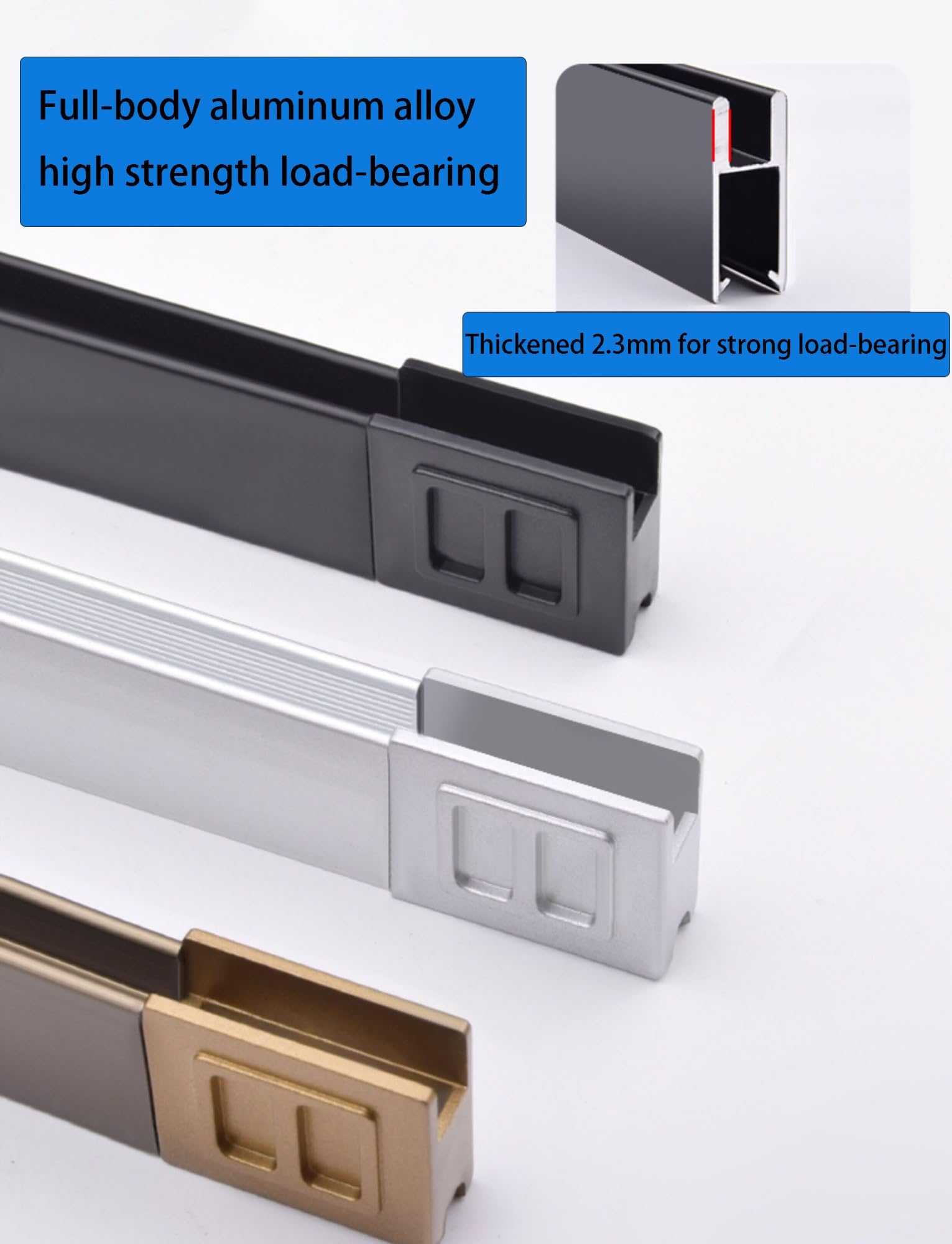 Kit de Puerta Corredera de Cristal 8 mm – Doble Riel de Aluminio con Rodillos, Herrajes Sin Taladro para Vitrinas, Armarios y 2 Paneles de Cristal(Silver,130cm/4.3ft)