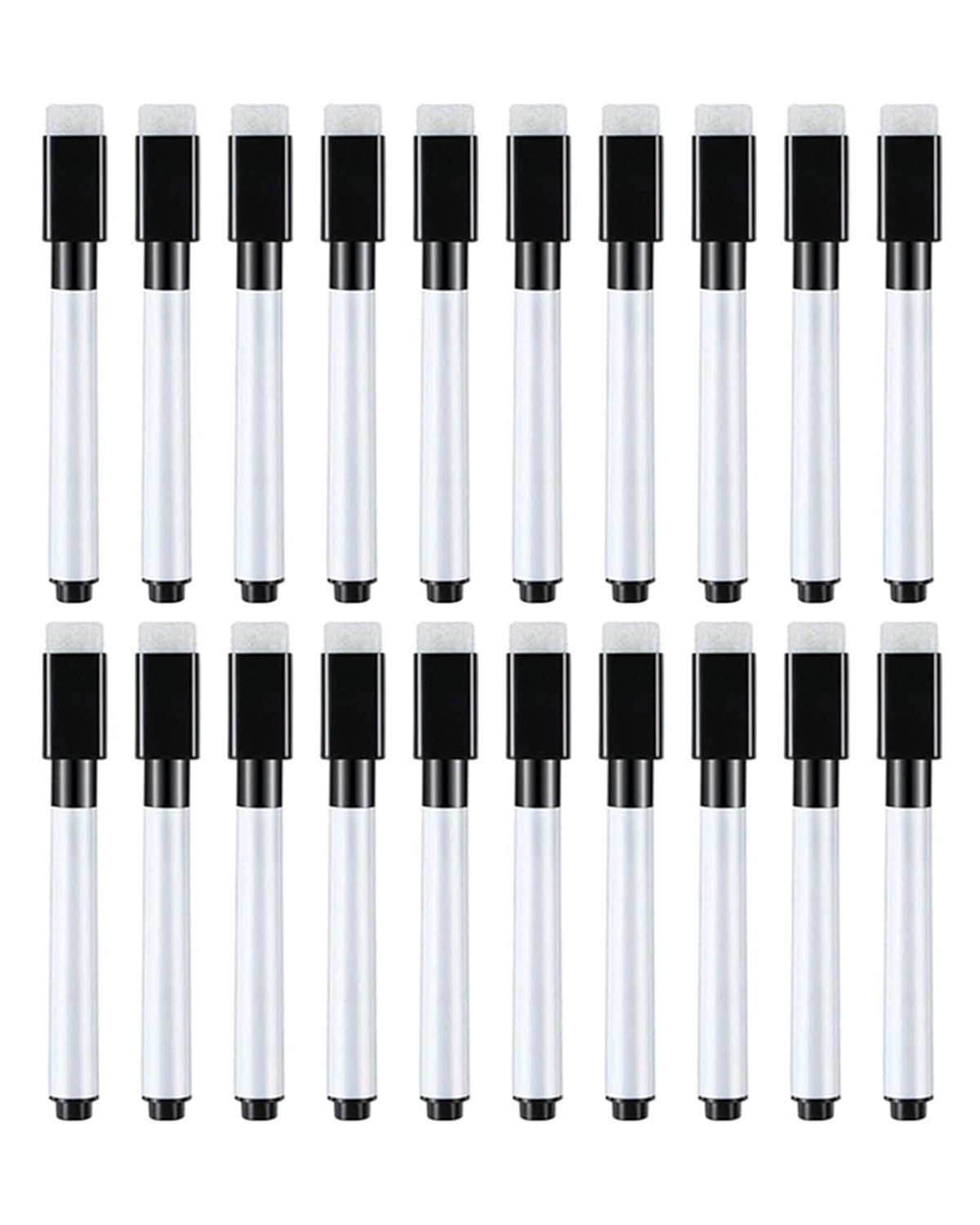 NHCDFA 20 PCS White Board Marker,Dry-Erase Whiteboard Markers, Fine Tip, Dry Erase Marker with Eraser Cap, Low Odor Erase Markers for Kids Pen, School & Office Stationery (Black)