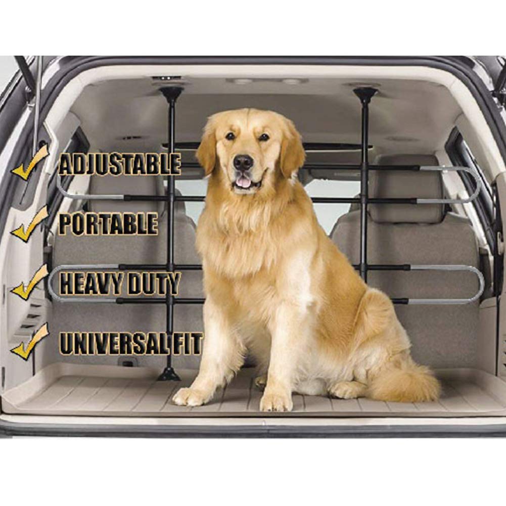BAKAJI Divisorio Auto per Trasporto Cani Separatore di Sicurezza Portabagagli Griglia in Acciaio Inox Universale Regolabile