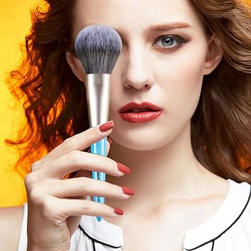 Foundation Brush, Fluffy Powder BRUSH, Big Blush Brush, Bronzer Brush, Proffessional makeup brushes, Soft Bristles, Blue