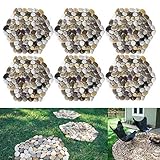 SUNFACE River Rock Stepping Stones Pavers Outdoor for Garden, Set of 6 (Hexagon)