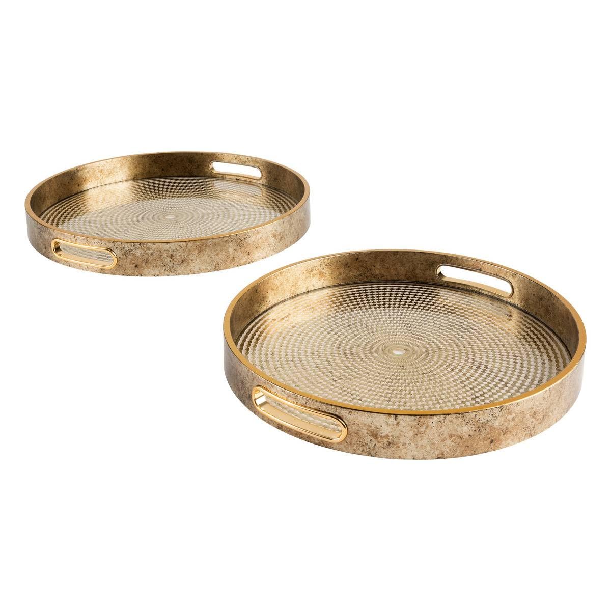 Plateaux ronds dorés Elya duo d31 d35 pour ranger et décorer