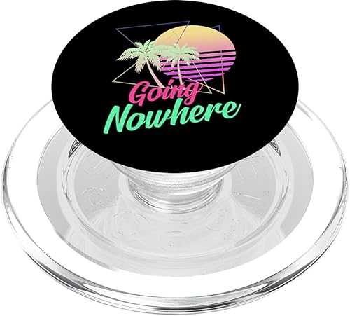 Going Nowhere Retro 1980s 1990s Palm Trees Sunset Beach Art PopSockets PopGrip for MagSafe