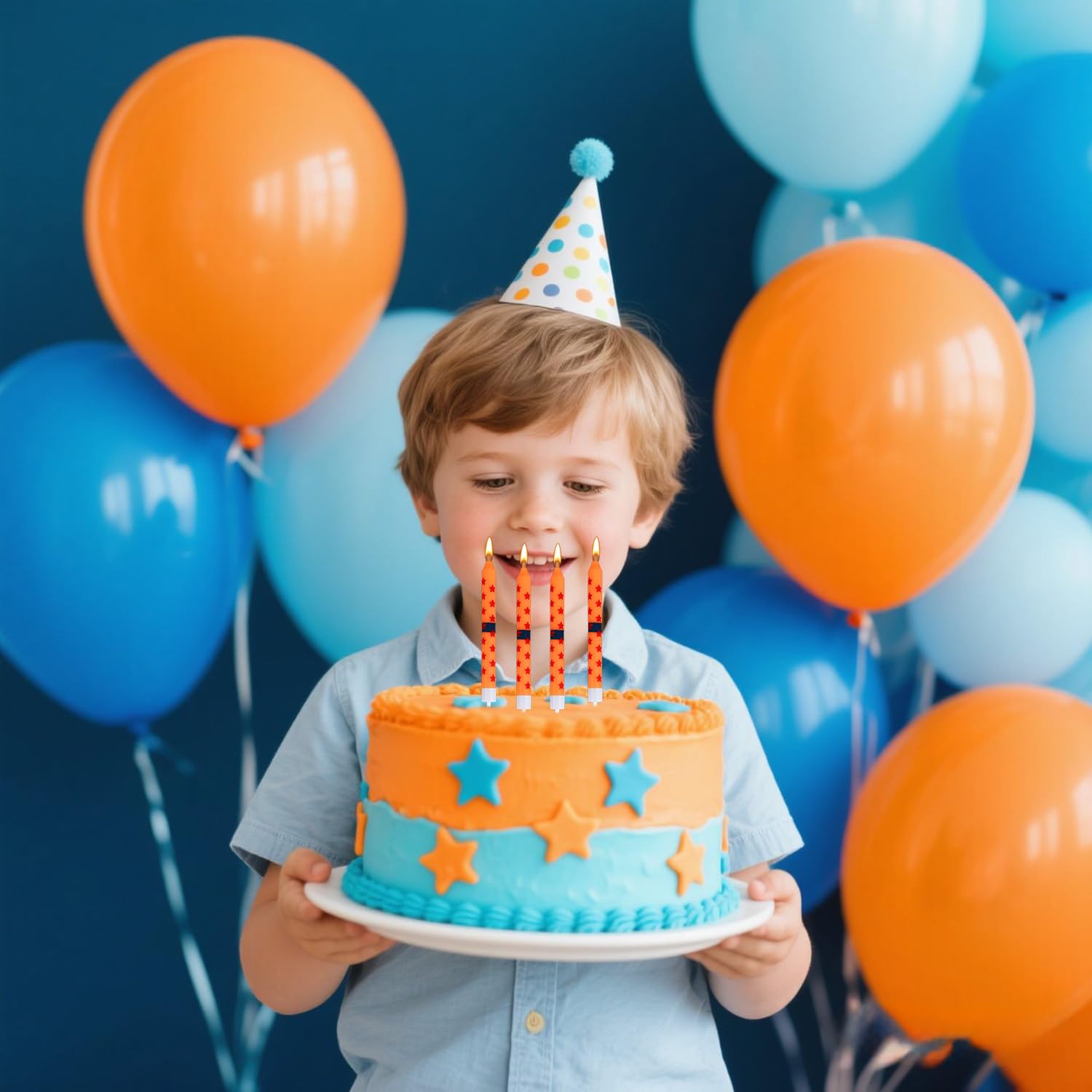 SAVITA 12 Uds Velas Cumpleaños Anime, Amarillas y Rojas Estampado de Estrellas Velas para Tartas de Cumpleaños Decoración Cupcakes para Niños y Esposos Decoración Fiesta con Temática Dibujos Animados