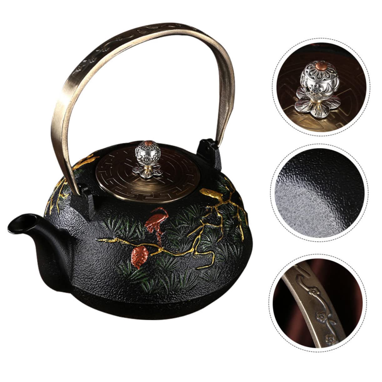 Tetera de Té Retro con Filtro Y Escala Tetera de Hierro Fundido Hecha a Mano para Té de Hojas Sueltas
