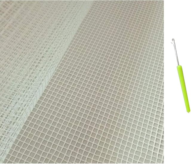 100x150cm Blank Rug Hooking Mesh Canvas Mat Crochet Latch Hook Rug Making Carpet Tapestry DIY Kit Tool for Embroidery Crafts Decoration Rag Rug Kit Plastic Aida Mesh Sheet Pom Pom Fabric