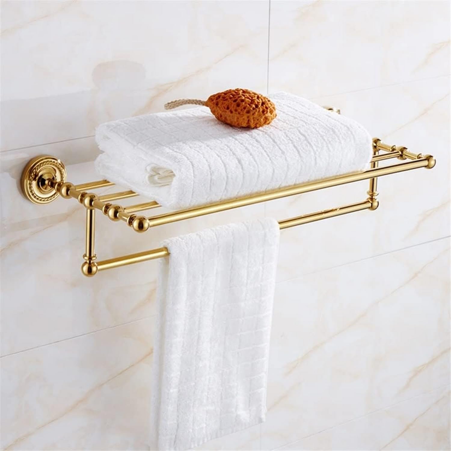 Toallero de latón antiguo tallado con diseño retro para baños elegantes