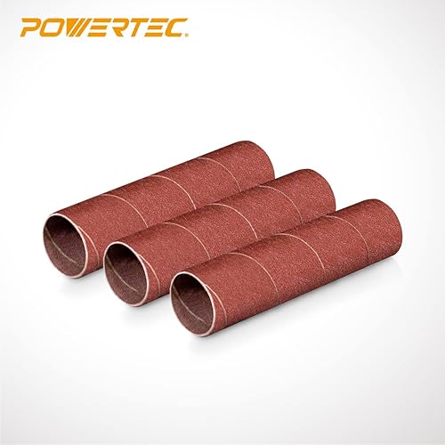 Miniatura 2 de POWERTEC 11212 Mangas de lijado de 4.5 pulgadas para lijadora de husillo, grano 120, diámetro de papel de lija de óxido de aluminio, 1 pulgada,