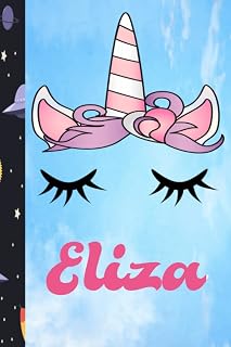 Eliza: Personalized Unicorn Notebook For Girls With Pink Name Flower, Unicorn Journal for Princesses, Perfect Magical Unicorn Gifts for Her as Gift