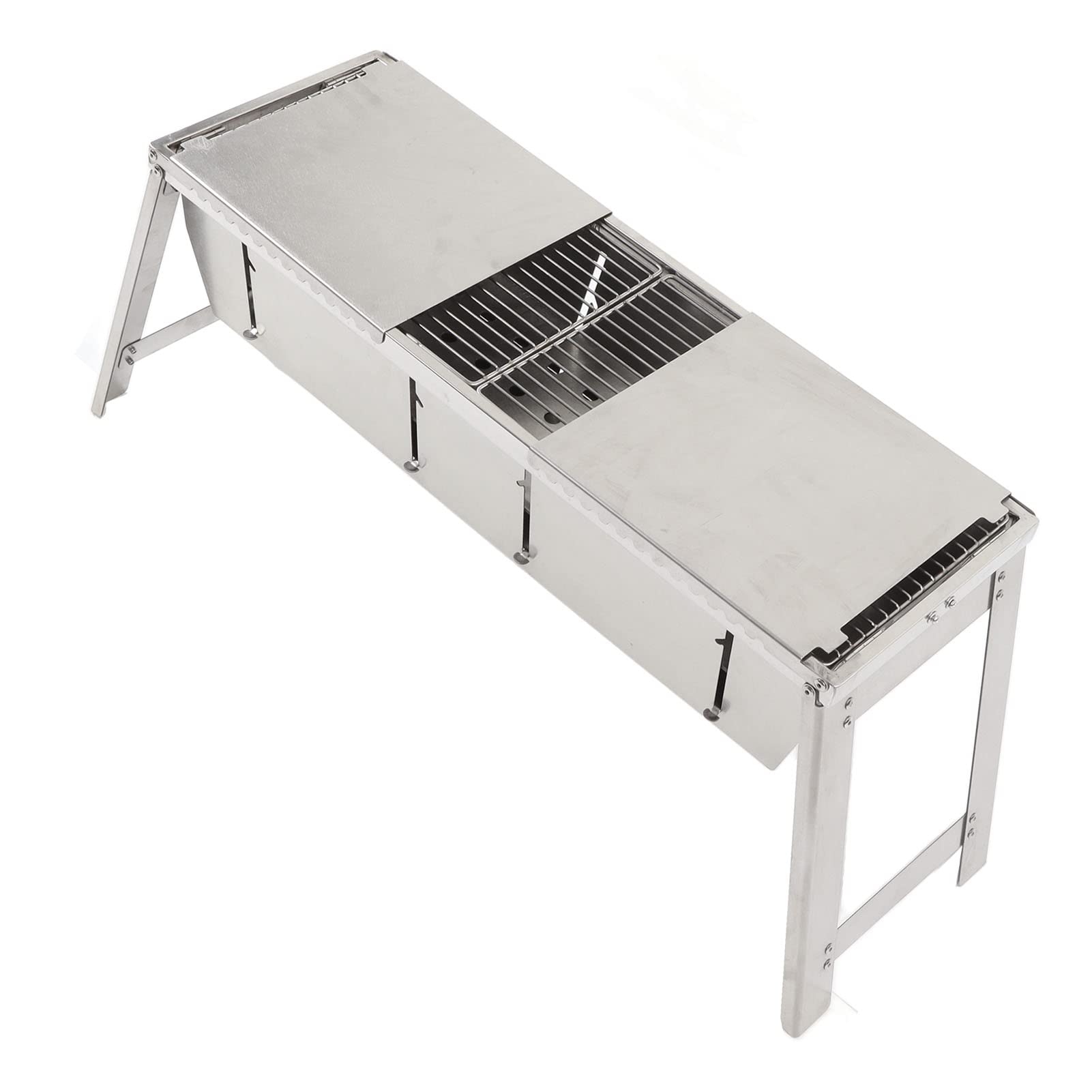 Fornello da Campeggio a Legna in Acciaio Inossidabile con Griglia per Barbecue All'aperto e Campeggio 30x19,8 Cm