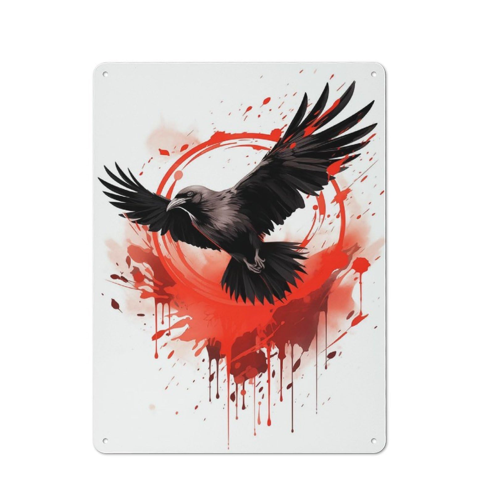 Junmoney Raven Ink Printed Metal Sign, Bright Printed Design, For Bathroom, Laundry, Guest Toilet Or Utility Area, 40X30cm