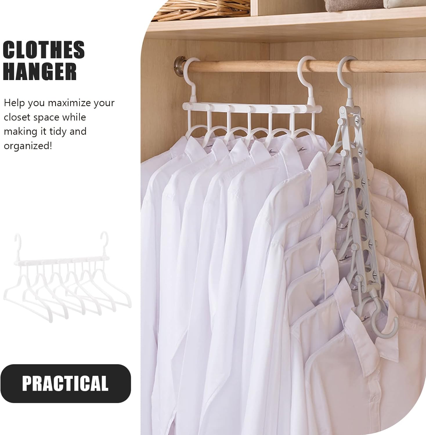 Zerodeko Multifunctional Rotatable Folding Clothes Hanger Space-Saving Organizer for Coats Shirts and Sweaters Plastic Design for Closets and Efficient Storage