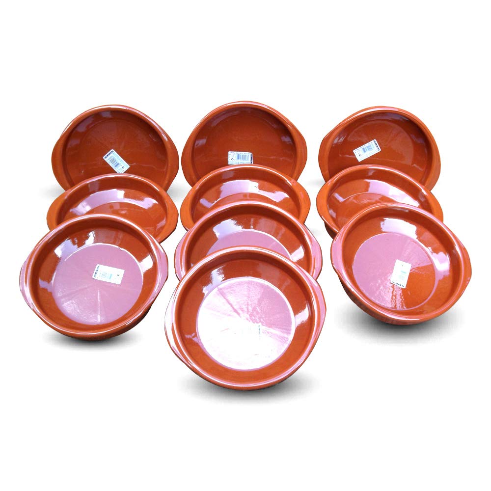 Set of 10 Spanish Terracotta Tapas Dishes/Cazuelas - 20cm Diameter