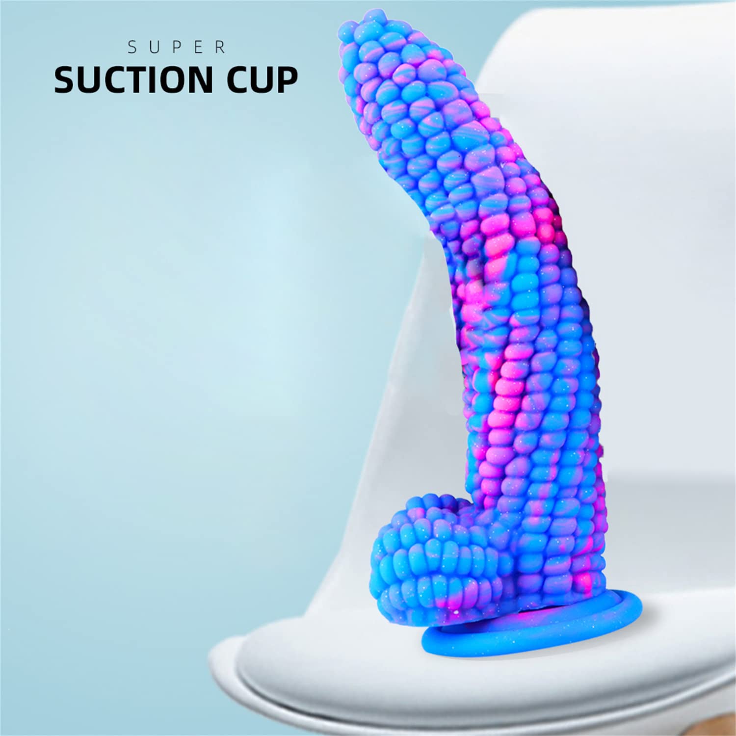 Monster Dildo Colourful Big Grain Corn Adult Sex Toy with Strong Suction Cup 8 Inch Flexible Soft Vegetable Dildos -: Blue