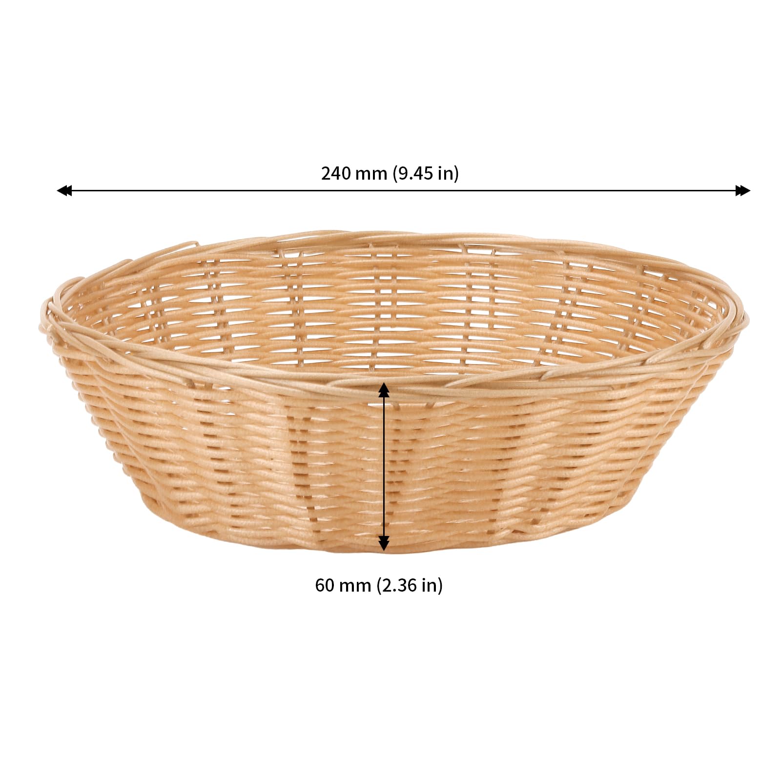 Lot de 10 corbeilles à pain rondes en plastique PP - 24 x 6 cm - Jaune - Pour boulangerie, restaurant, maison et buffet