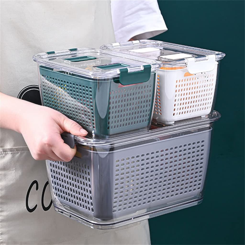 Kühlschrank-Aufbewahrungsbox Frischhaltebox mit Griff, transparentes Material (Farbe: dunkelgrün, Größe: 2,5 l) (grün 2,5 l)