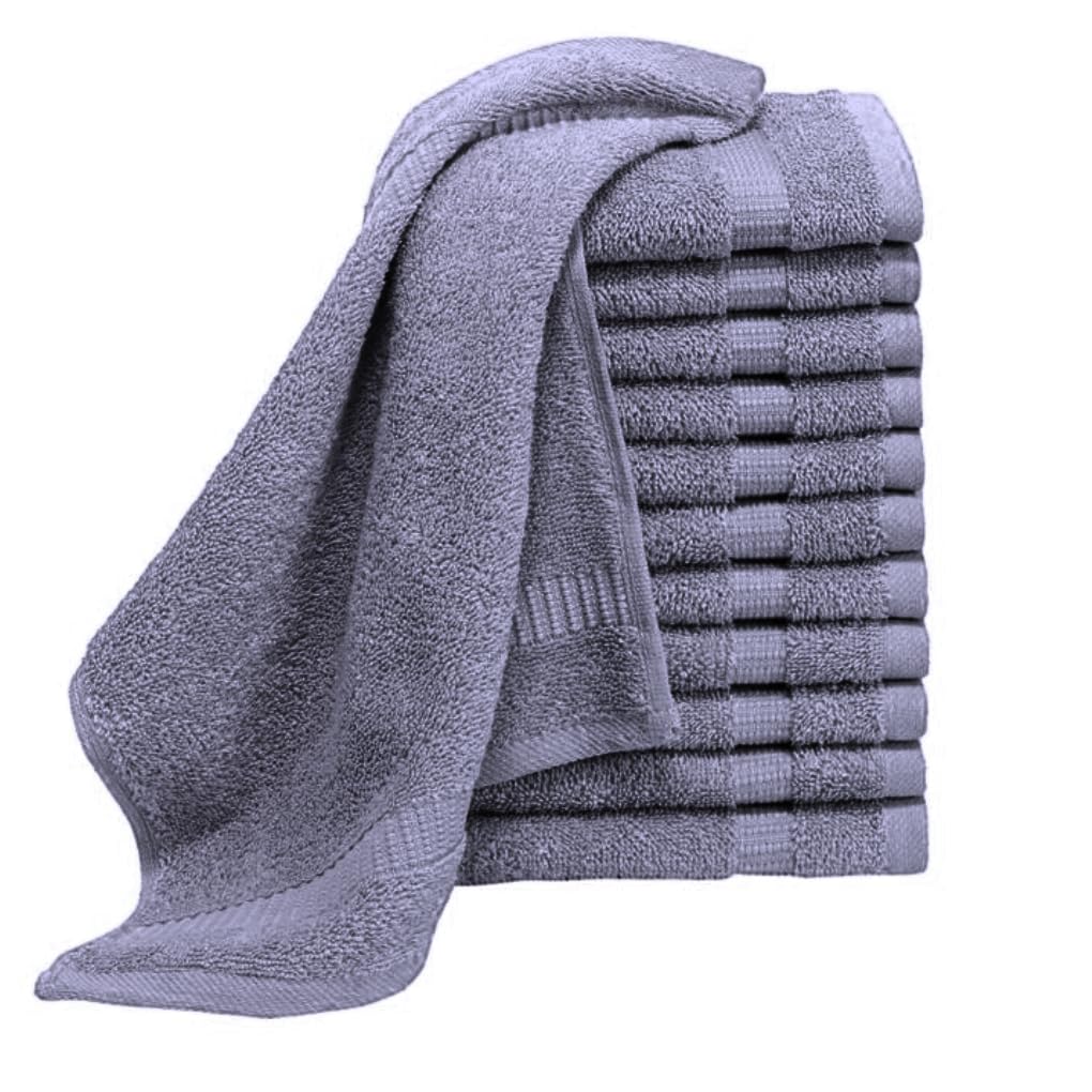 Paquete de 6, 12, 24, 36, 48, 72, 96 toallas faciales, 100% algodón egipcio, franela suave, para el gimnasio, desmaquillante, toalla para los dedos (12, gris carbón)