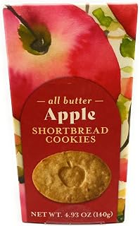 All Butter Apple Shortbread Cookies with Apple Flavors, Snacking Food Dessert Treat 4.93oz/140g - Pack of 1