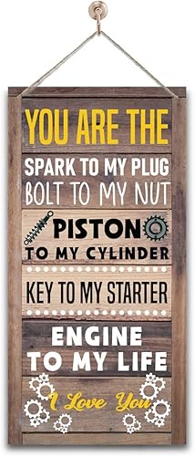 Arte de pared de mecánico rústico "You Are The Engine To My Life", letrero de tuerca de perno, regalo de motociclista y él