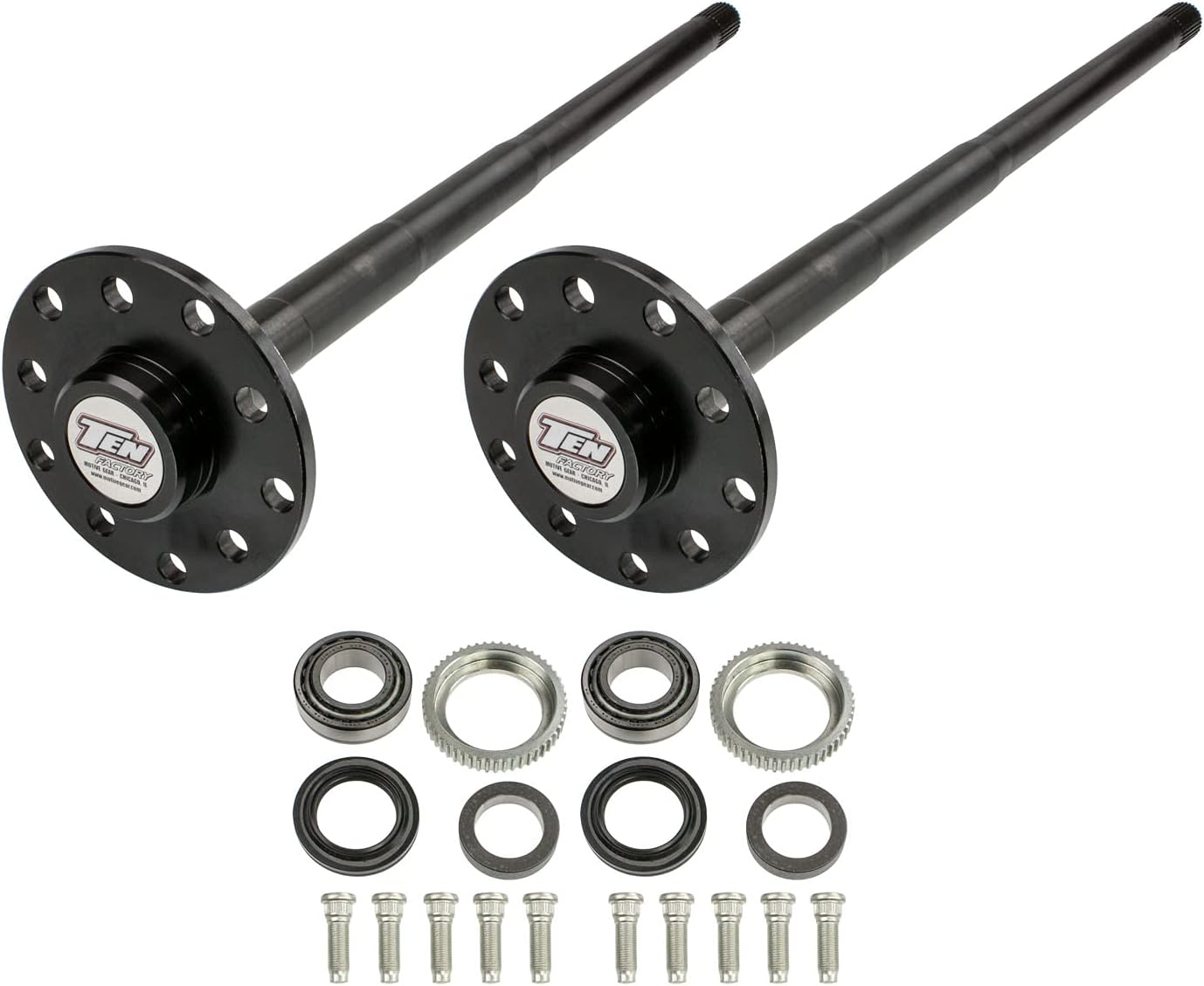 TEN Factory MG22156, Bolt Pattern Spline Drive Axle Shaft Assembly for Dana 44 JK, Fits Jeep Wrangler (2007–2018) 30 Spline Left and Right Replaces G2 Axle 96-2052-1-30, Revolution DC-JK-NON, RAK50
