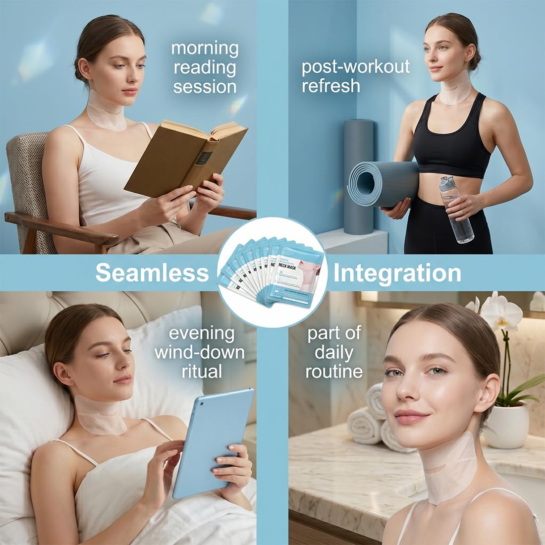 GXGM 10 Pezzi Maschera per il Collo, Maschera Collo Lifting, Mask Idratante Cuello, Patch Cuello Antirughe, Idratante, Anti-Età, Doppio Mento, Deep Collagen Mask