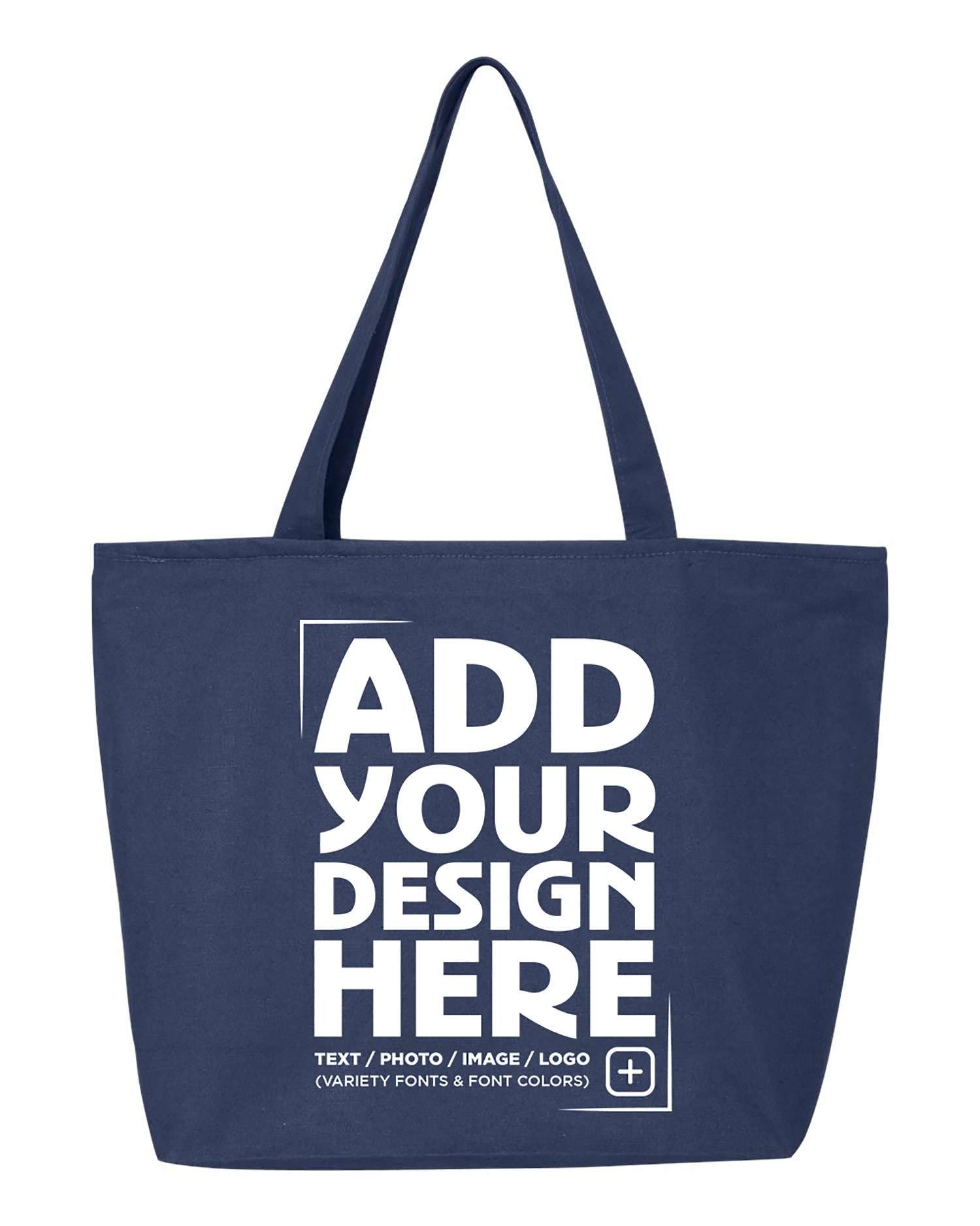 shop4ever Personalized Custom Design Your Own Heavy Canvas Tote with Zipper Reusable Shopping Bag Customizable Gift