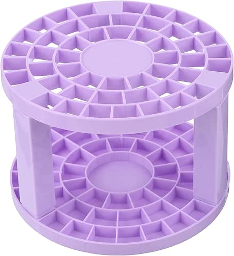 PATIKIL 1pcs Purple Modern Round Paint Brush Holder, 49 Holes