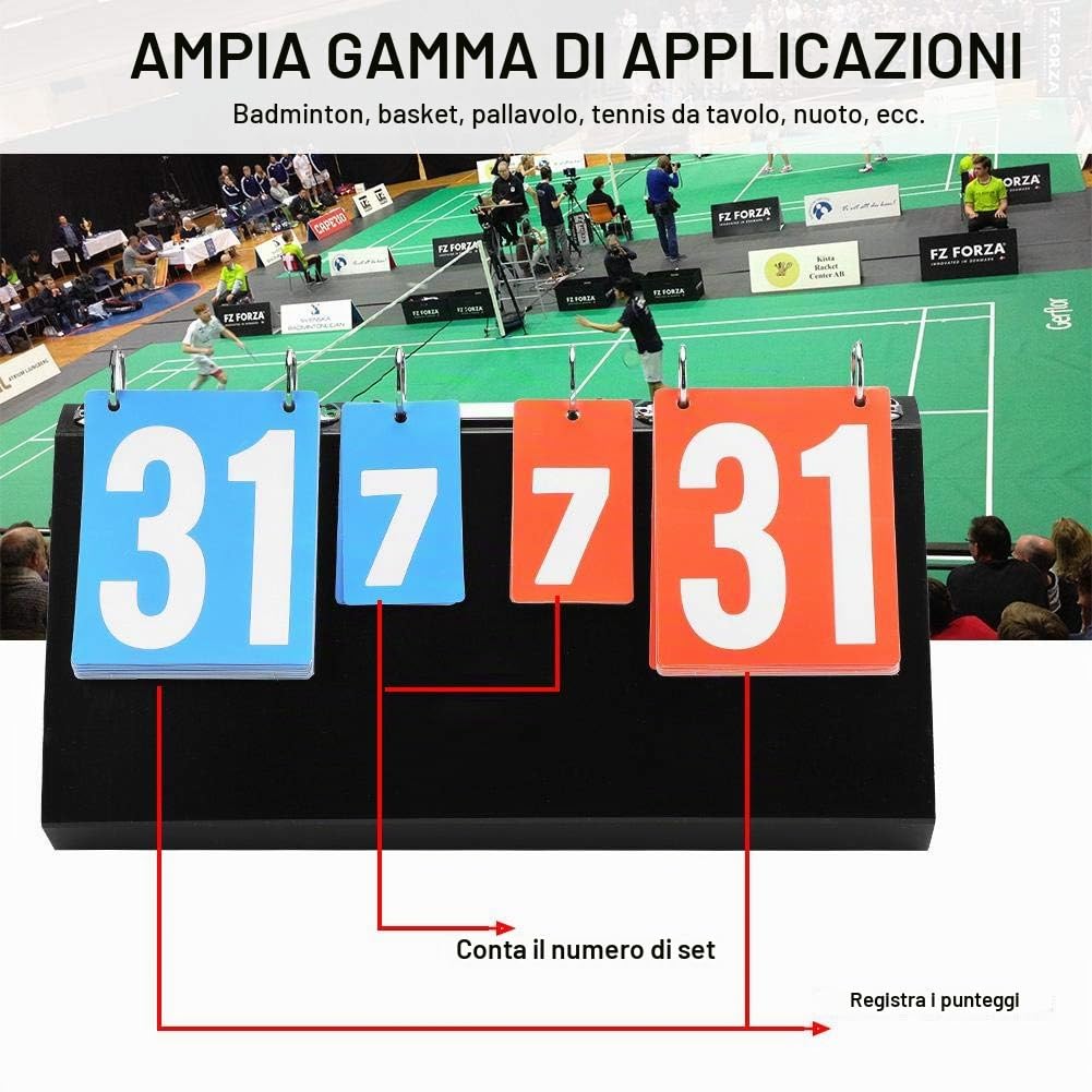 Jadeshay Tabellone Segnapunti,6 Cifre Portatili Flip Sport Scoreboard 0-99 Digitali Tabellone Segnapunti da Tavolo Capovolgi Il Tabellone degli Sportivo per Pallacanestro da Ping-Pong