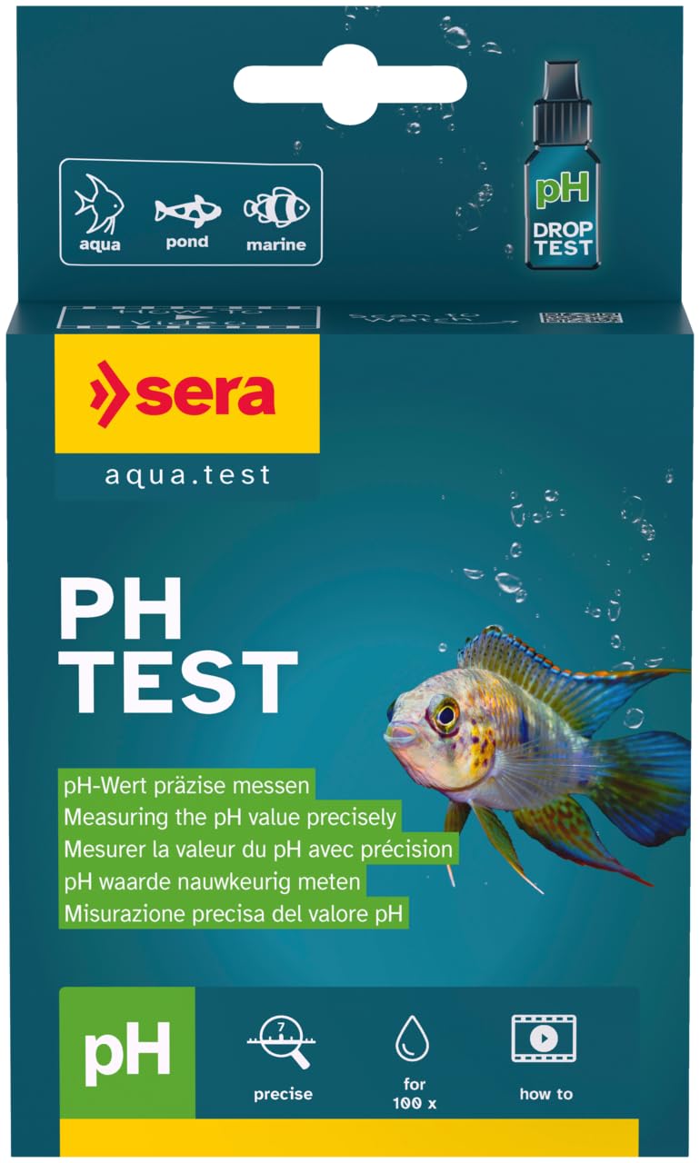 sera pH Test 15ml | Mesure et Surveillance du pH pour des Conditions Optimales pour Poissons, Invertébrés et Plantes | Kit avec Éprouvette, Seringue et Fiche d’Évaluation | pour Aquariums et Bassins