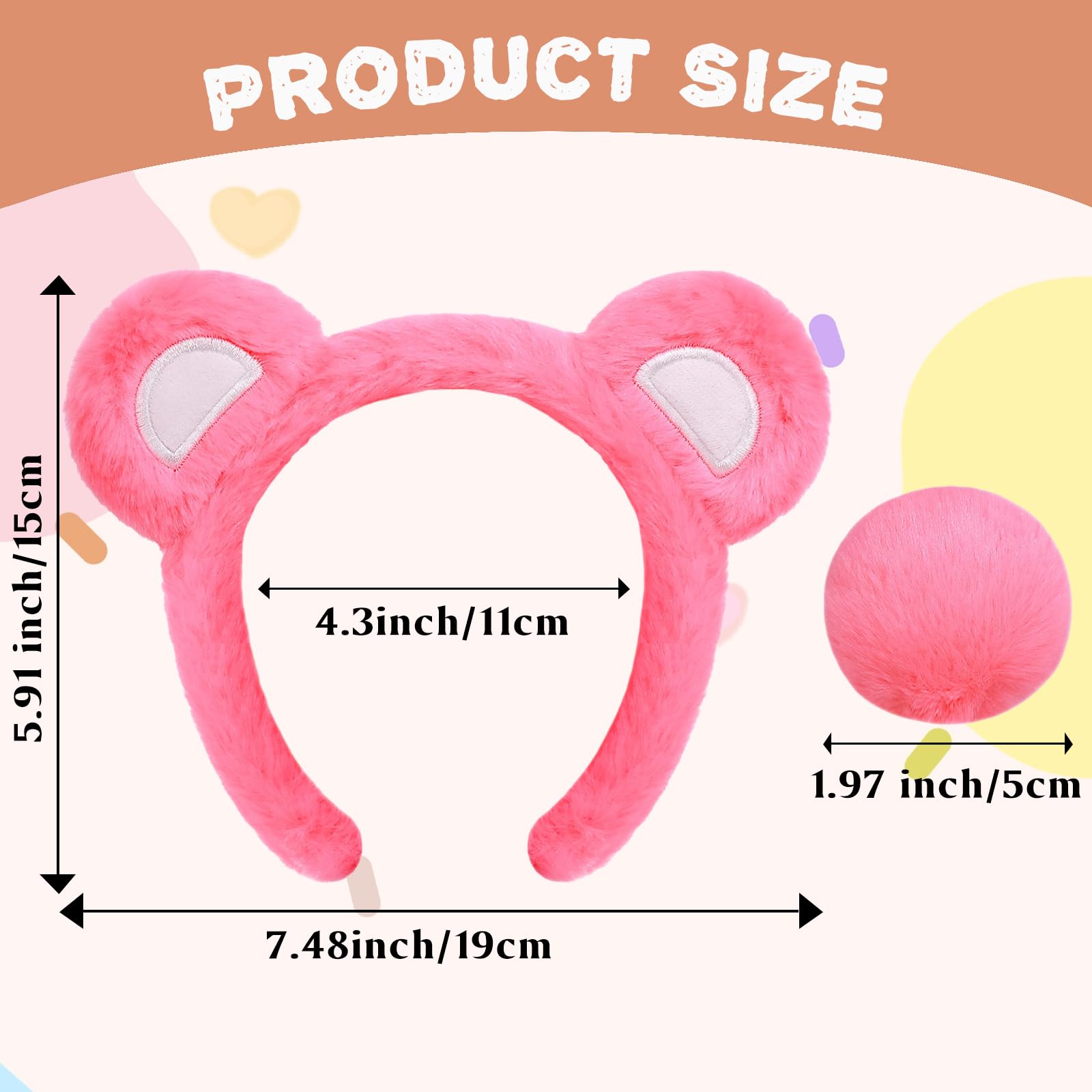 Btanadi Bear Ears Headband and Tail Costume, Cute Bear Costume Accessories for Kids & Adults, World Book Day Fancy Dress - Image 2