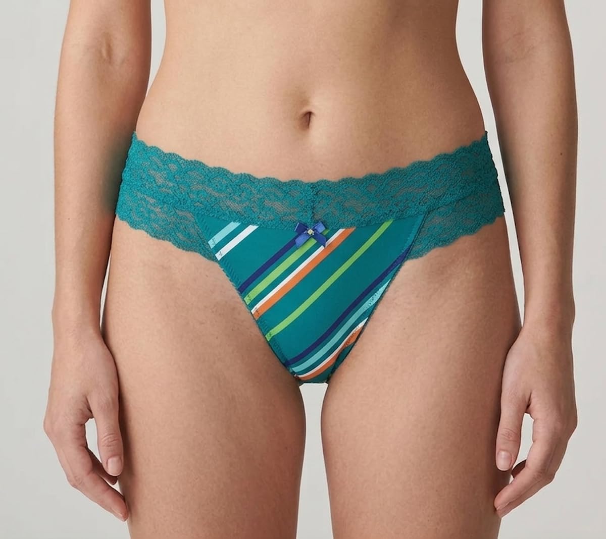 Foveros Women Cotton Laced Low Waist G-String Panties,Pack of 1,Colour: Grey Stripe-image-47