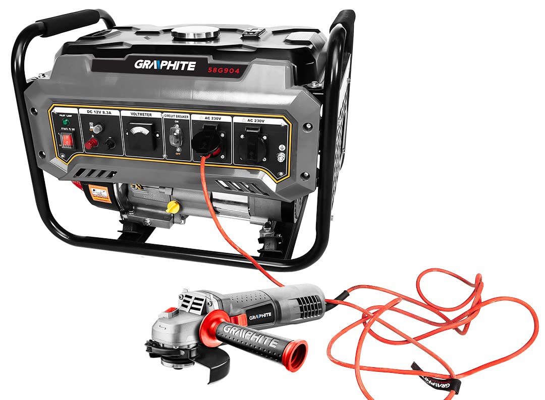 GRAPHITE Agregat prądotwórczy 2000 W-2200 W; prąd awaryjny; EURO V; AVR; silnik benzynowy 4,1 kW/6,56 kM; paliwo 92,95,98; pojemność zbiornika: 15 l, średnie zużycie paliwa: 2,44 l/h; waga: 40 kg
