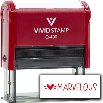 Vivid Stamp Marvelous Self Inking Rubber Stamp Red Ink - Q-400