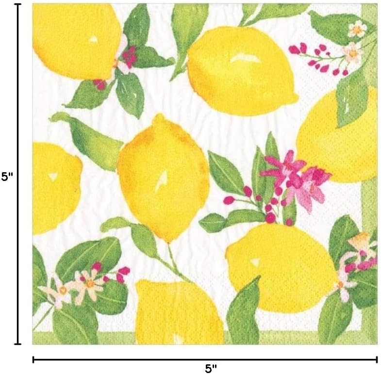 Caspari Limoncello Paper Cocktail Napkins - 20 Per Box