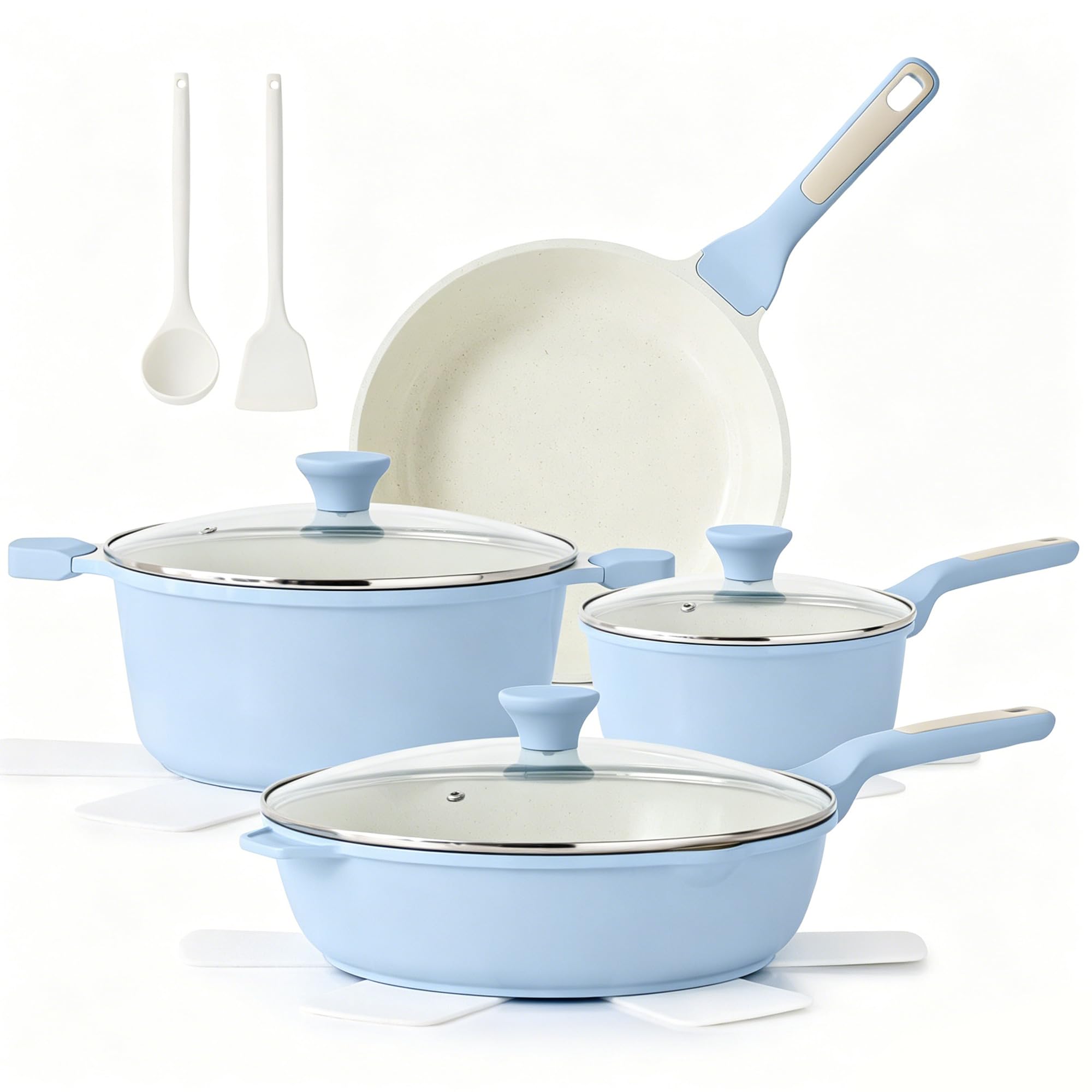 SENSARTE Ceramic Cookware Set - 13 Piece Nonstick -10
