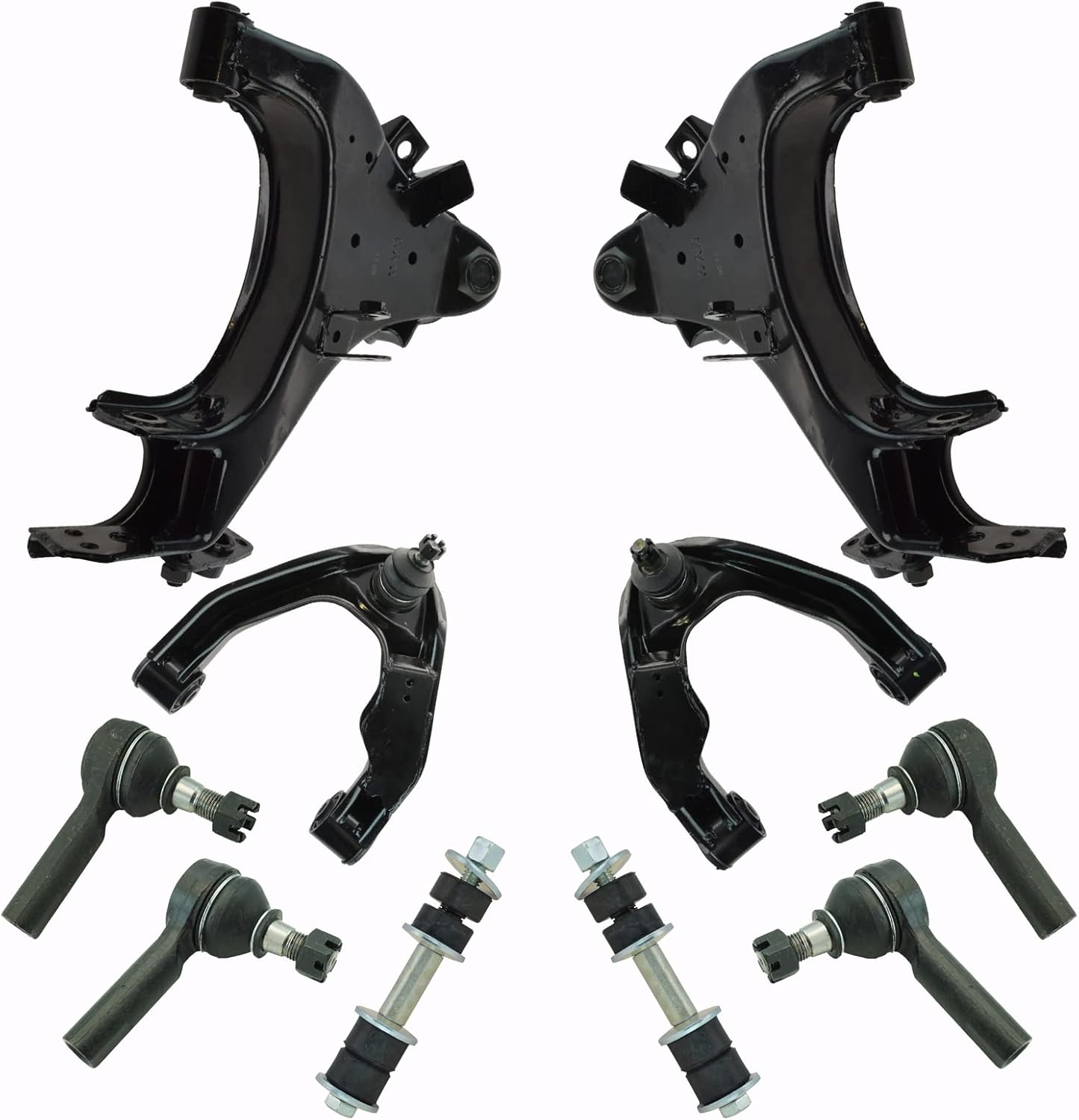 TRQ Front Steering & Suspension Kit Control Arm with Ball Joint Sway Bar Stabilizer Link Tie Rod Compatible with 2000-2004 Nissan Xterra NI4510103 NI4511103 NI4512100 NI4513100