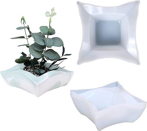 Molde de silicona cuadrado de resina para macetas, moldes de hormigón de arcilla para jarrón, molde de fundición de resina para macetas de bricolaje