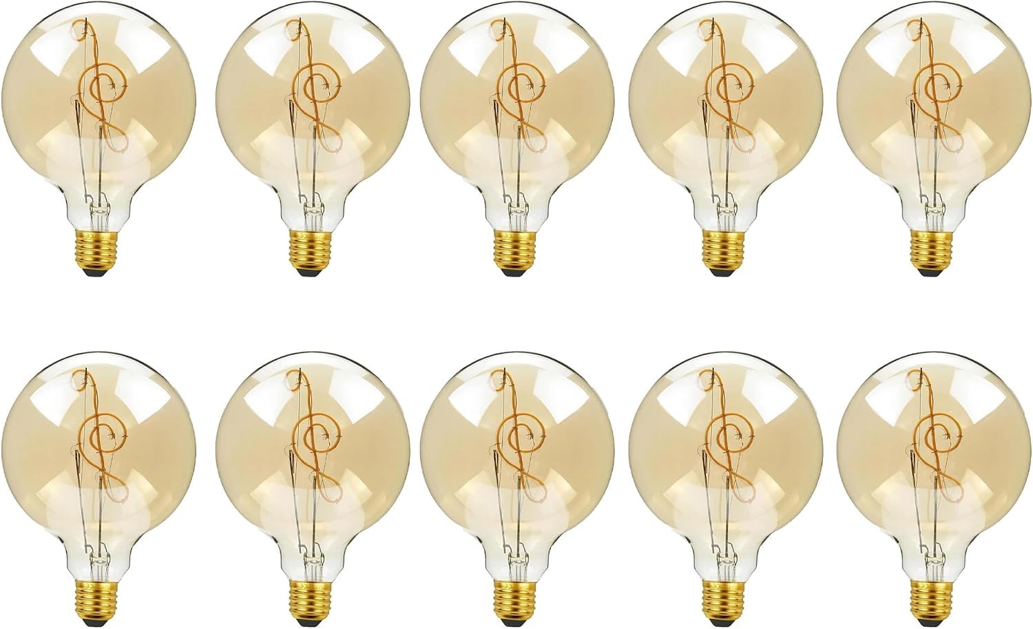 LEDSone Vintage G125 4W E27 Edison LED Ampoule à vis, Style Rétro Amour/Musique Design Filament Verre Antique Blanc Chaud Lampe Intérieur et Ampoule Décorative (10, Musique)