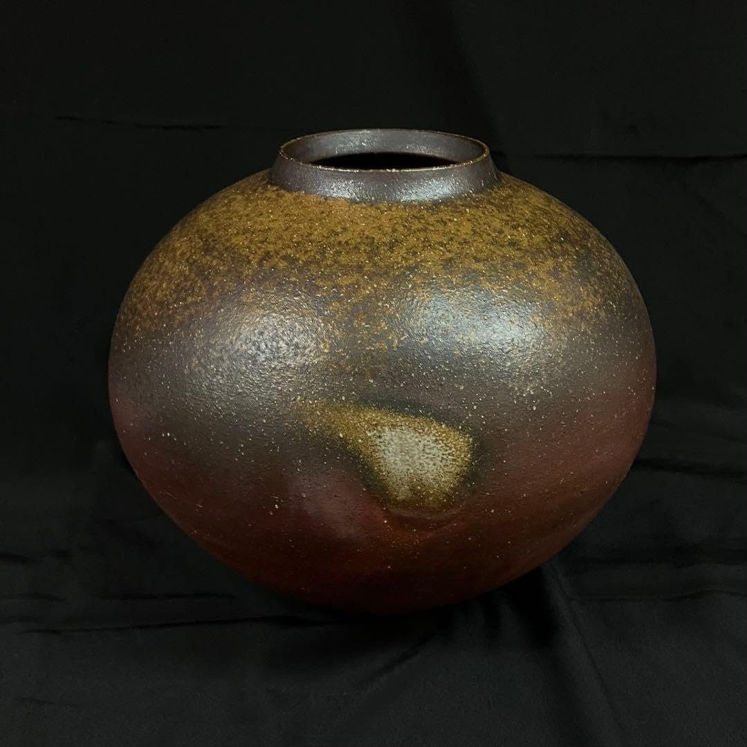 Amazon.co.jp: 備前焼 花瓶 伝統工芸士 岩本孝志作 中壺 共箱付 花器