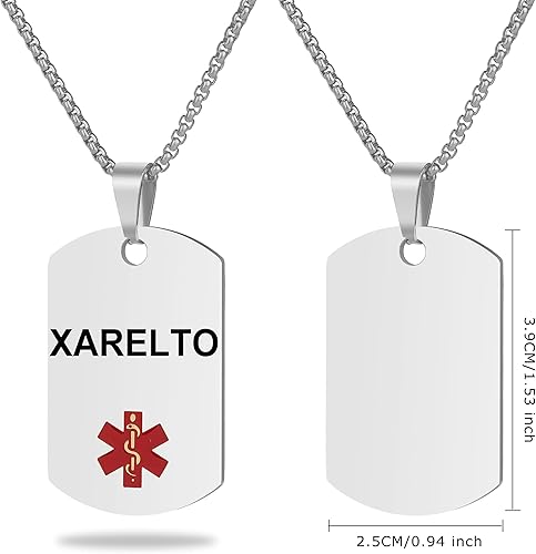 Miniatura 2 de Collar de alerta médica, etiqueta grabada con láser, grabado personalizado, etiqueta de identificación de acero inoxidable, colgante para hombres y