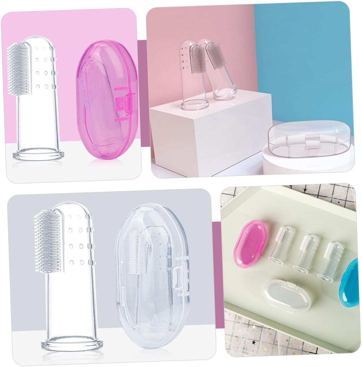 9pcs Baby Finger Toothbrush Set Silicone Infant Teeth Brush for 0-3 Years Soft Oral Cleaning Tool with Storage Box for Tender Hygiene and Tongue Cleaning