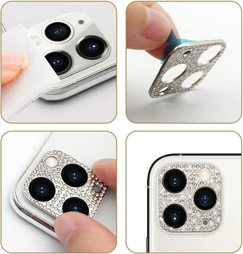 Miniatura 4 de Omorro Protector de cubierta de lente de cámara para iPhone 14 Plus, con purpurina 3D, diamantes de imitación de diamantes de imitación, puntos